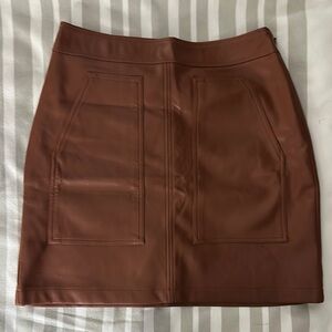 Elegant Brown Leather Skirt